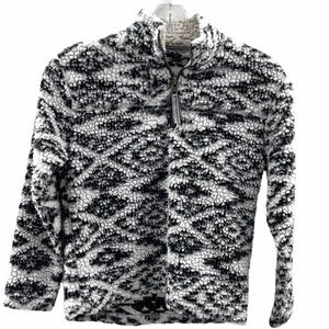 Cuddly Sherpa Aztec Print Pullover Black White Size 7-8